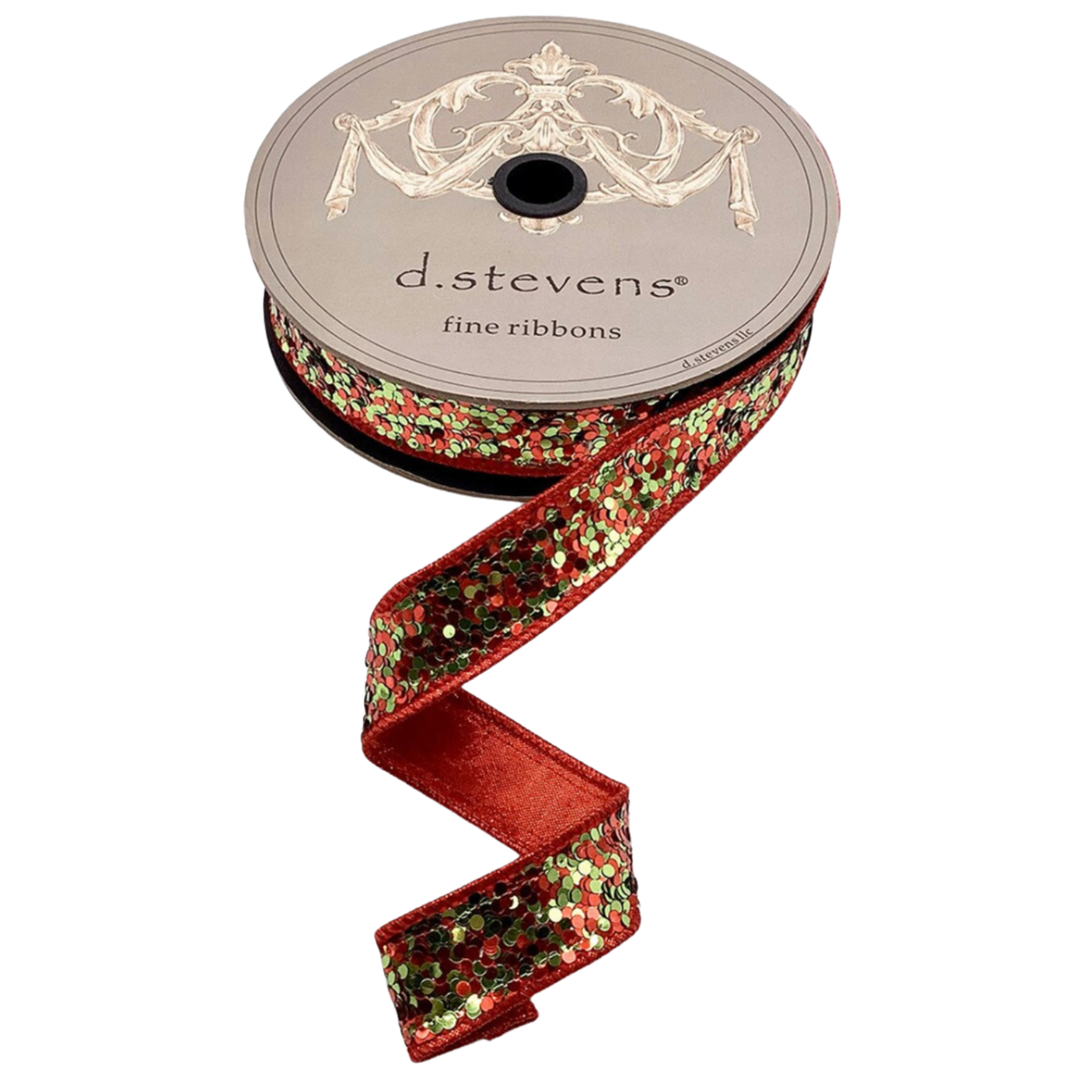 1" Cirque Glitter Ribbon – Lime Green & Red | 10 Yards