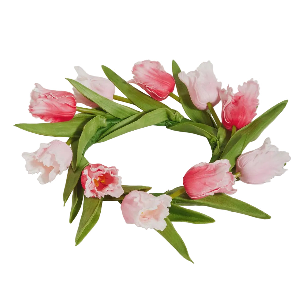 10.5" Pink Tulip Candle Ring