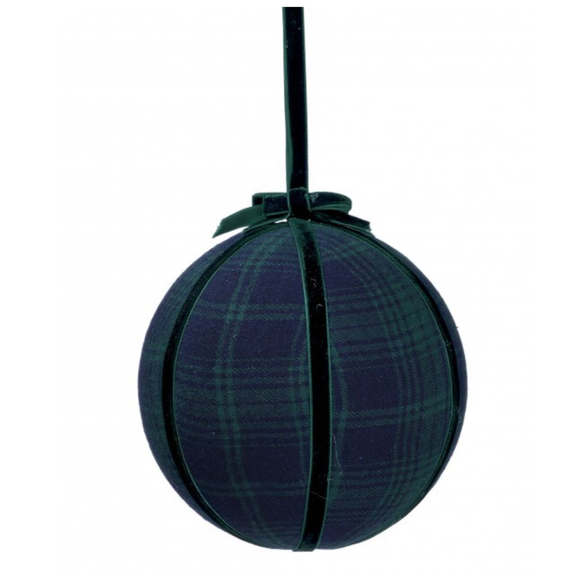 6" Navy Plaid Velvet Ball Ornament