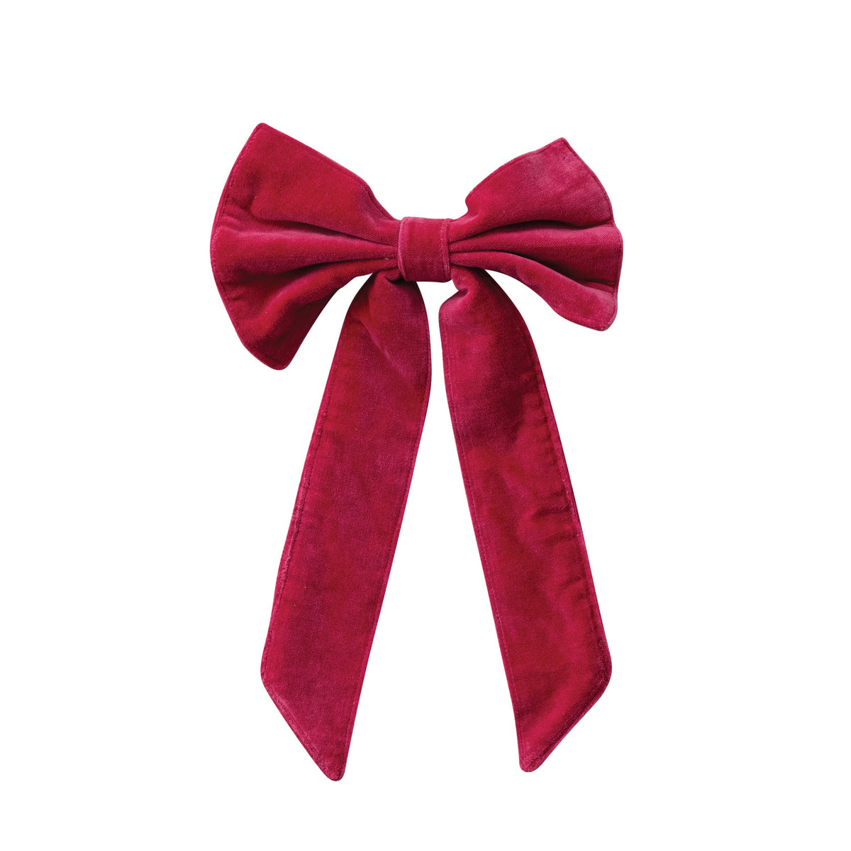 Small Cotton Velvet Clip-On Bow – Fuchsia