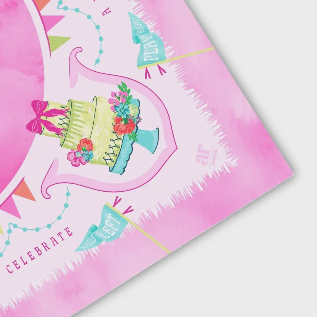 A Mahjong Soirée Mat – Pink Celebration Party (26" x 26")