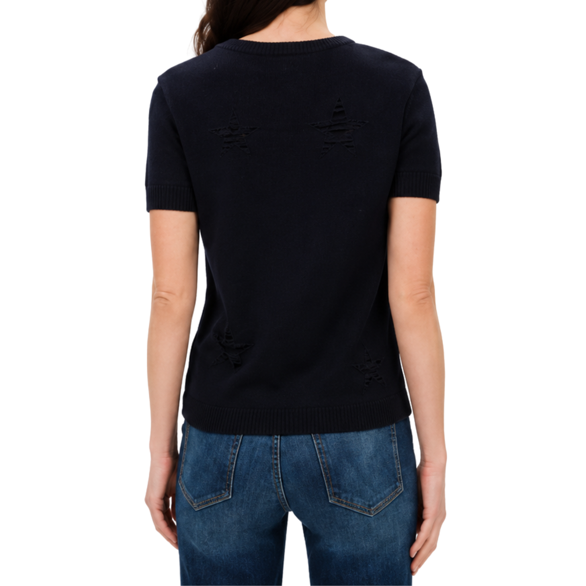 Distressed Star Sweater - Navy