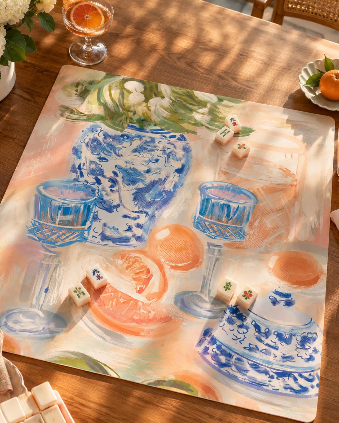 Chinoiserie & Citrus-Mahjong Mat