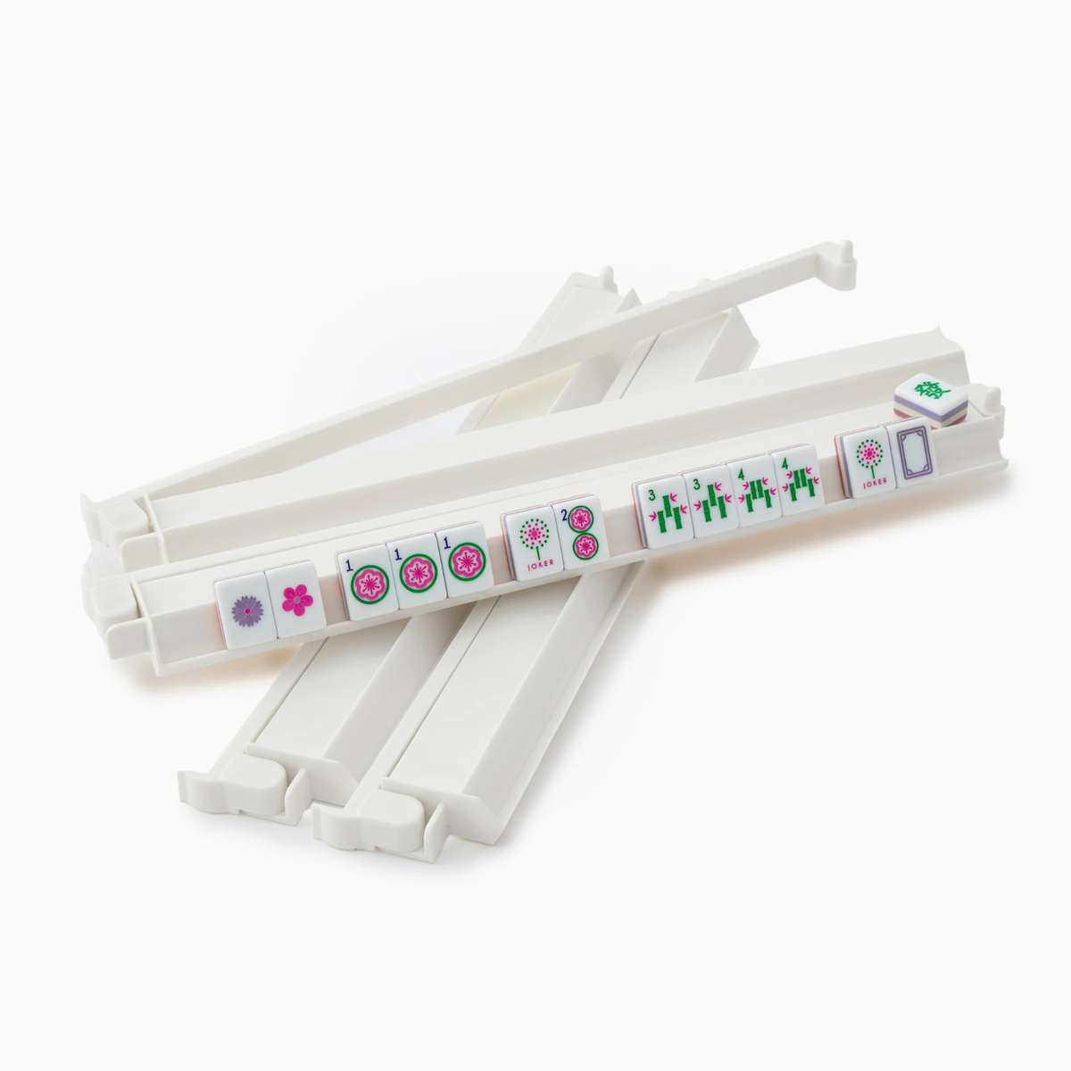 White Acrylic Mahjong Rack & Pusher Set