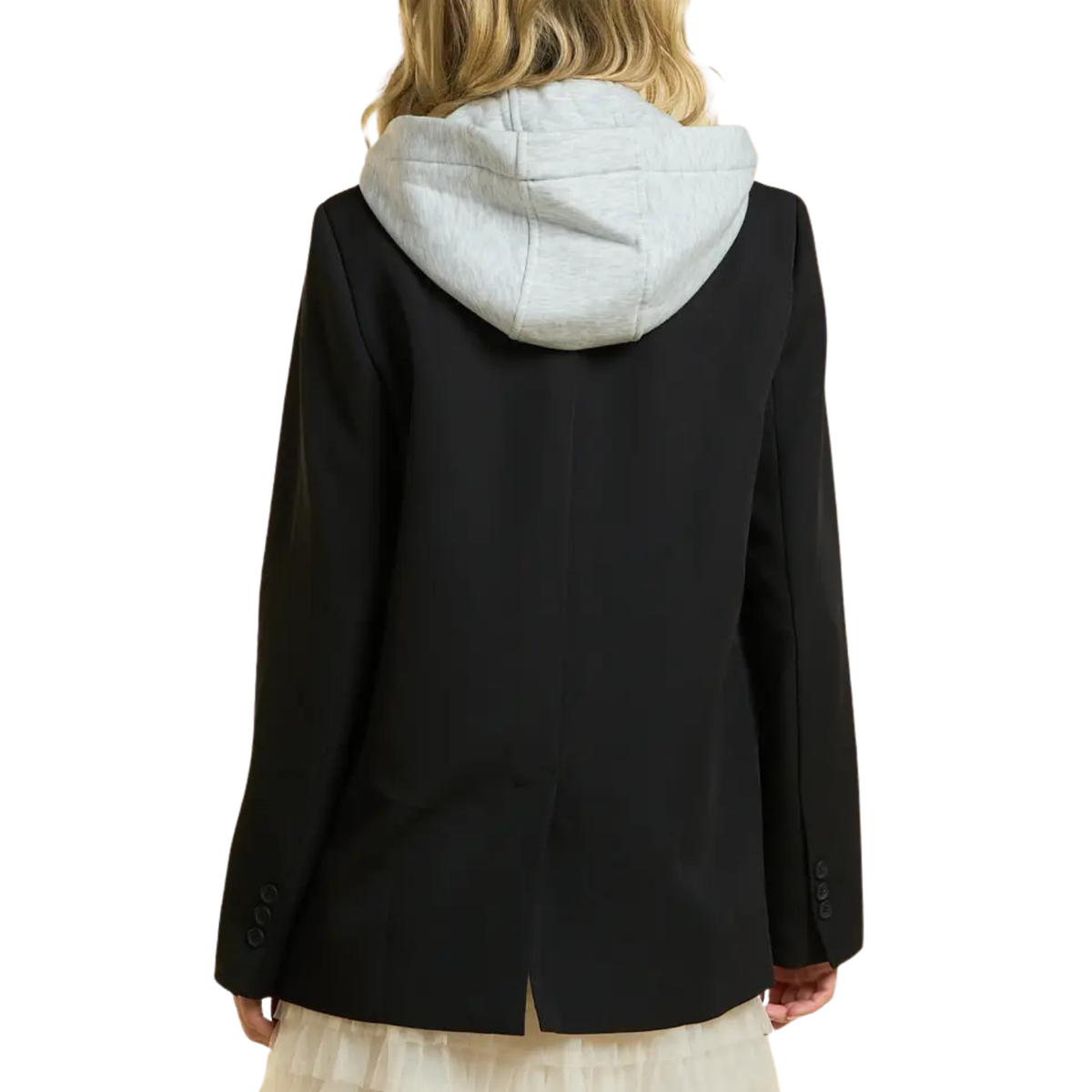 Classic Tailored Blazer with Attached Hoodie