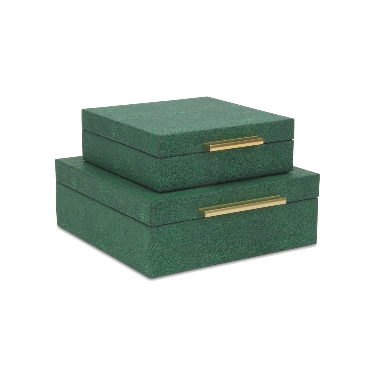Lusan Square Decorative Boxes | Green Shagreen