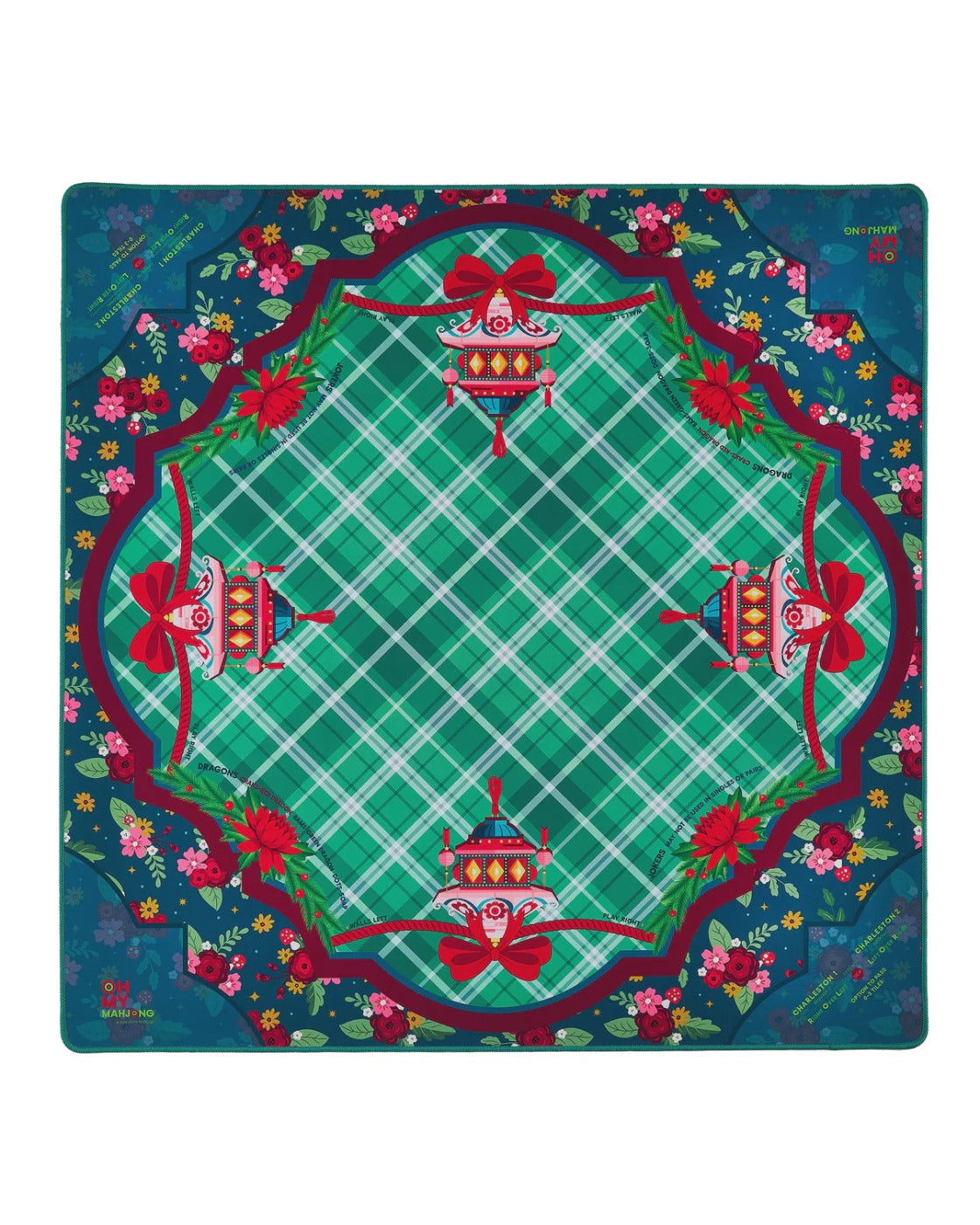 Yuletide Mahjong Mat with Storage Tube