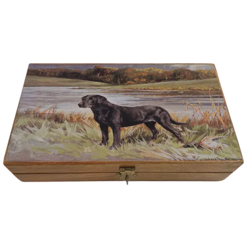 Labrador Retriever with Duck Decorative Solid Wood Box