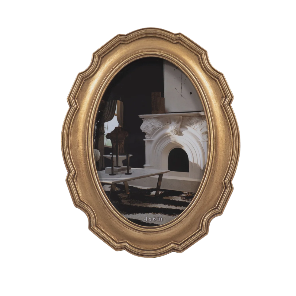 Gold Polyresin Vintage Oval Frame – 4 x 6