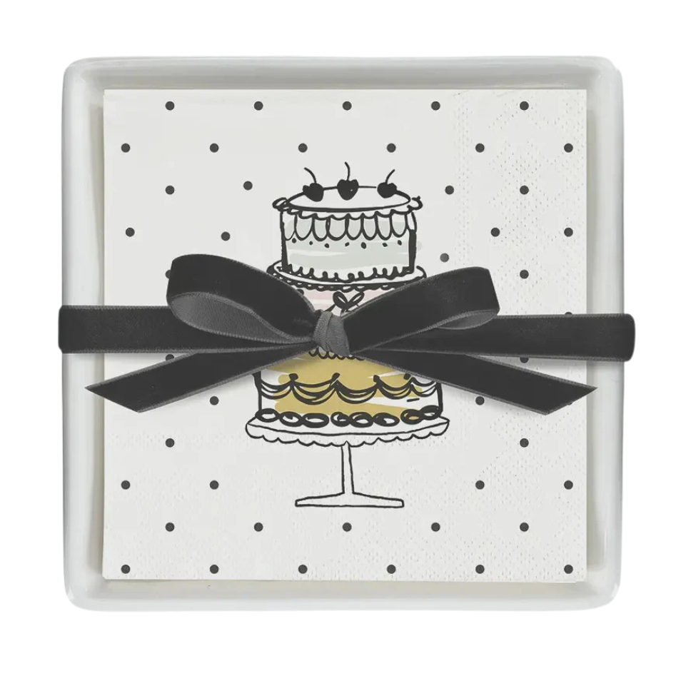 Ceramic Cocktail Napkin Tray Set – Cake