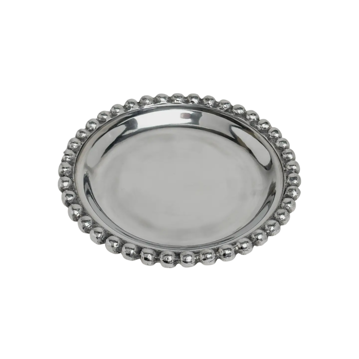 Silver Medium Beaded Round Tray