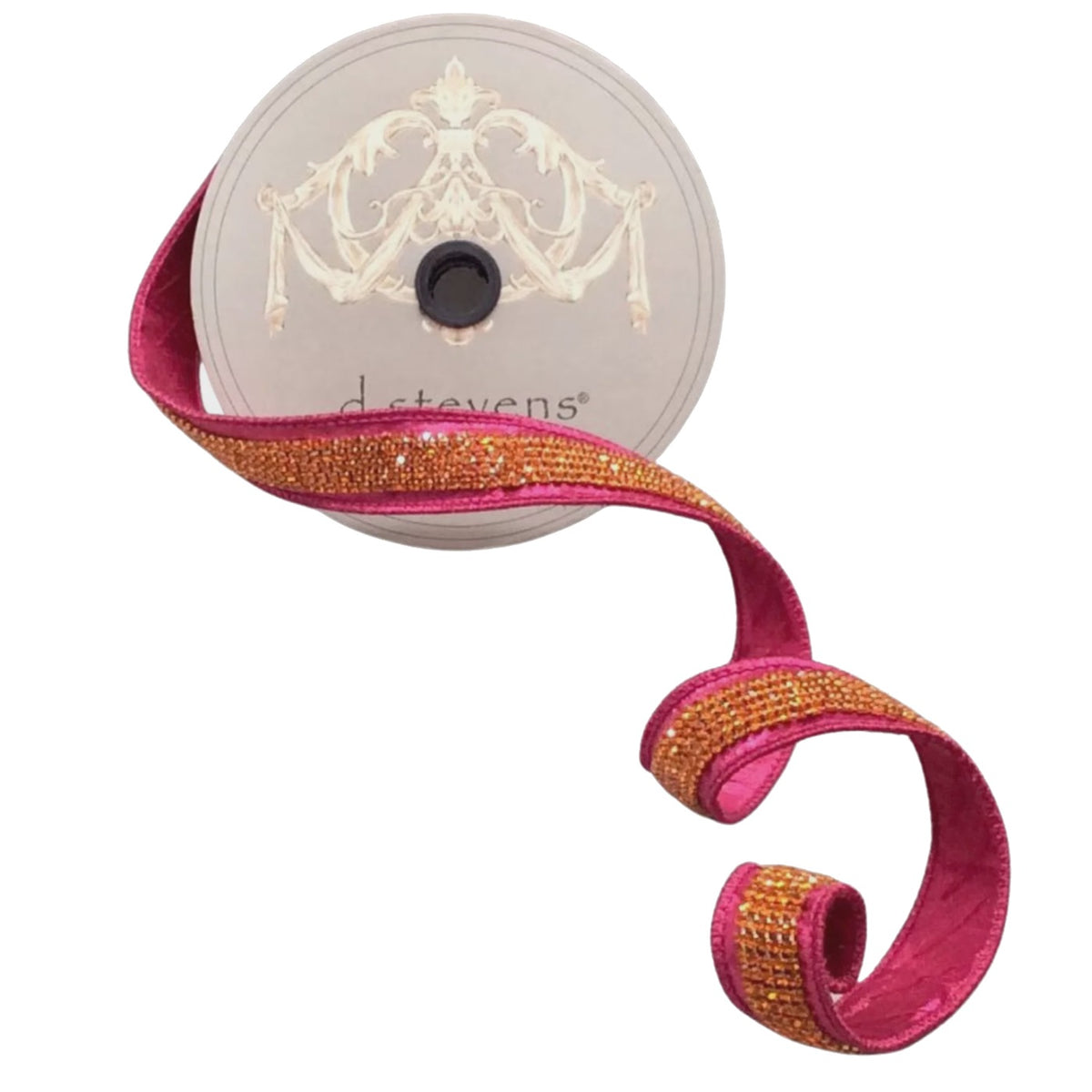 1" Orange & Pink Dupion Duchess Ribbon | 5 Yards