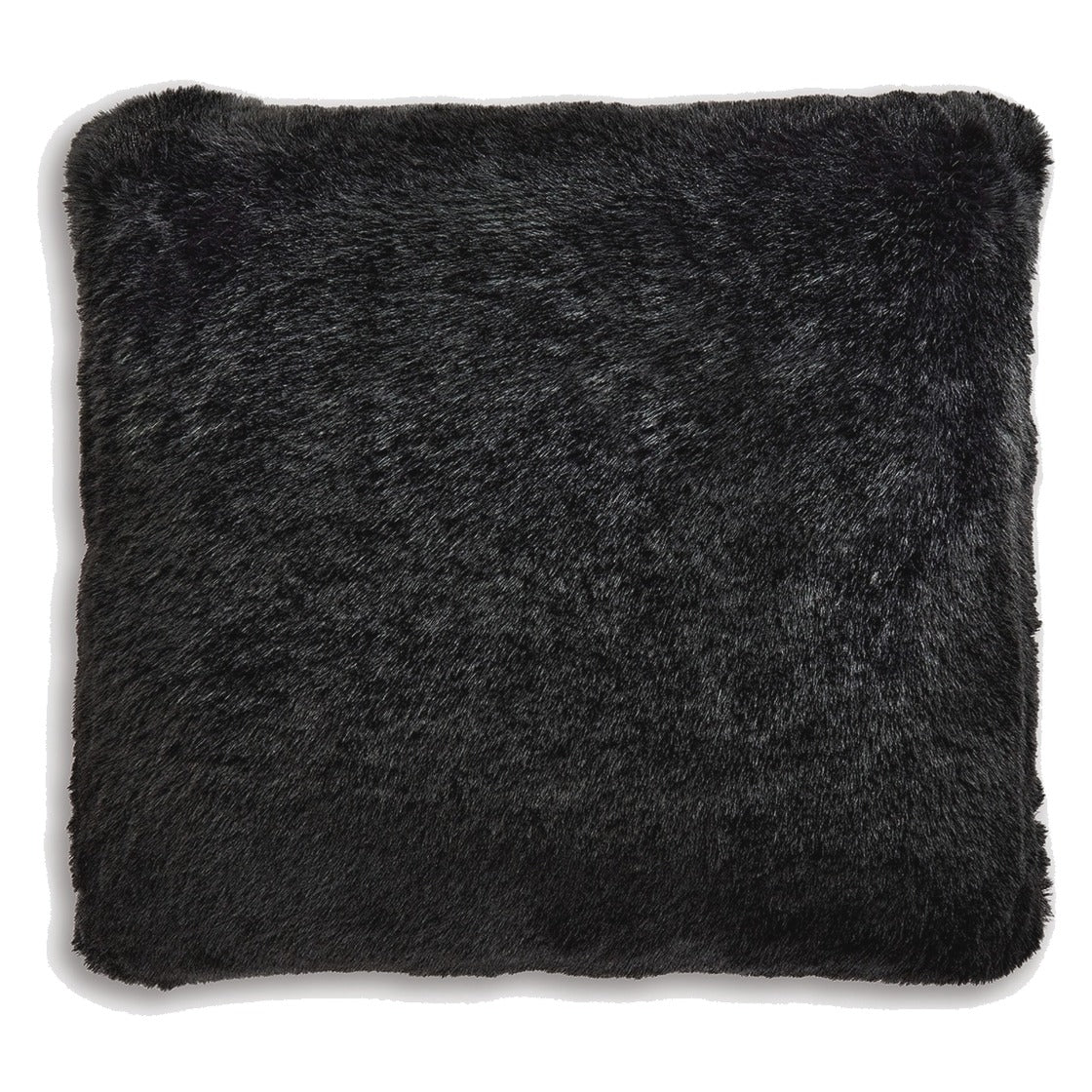 20" x 20" Black Faux Fur Pillow
